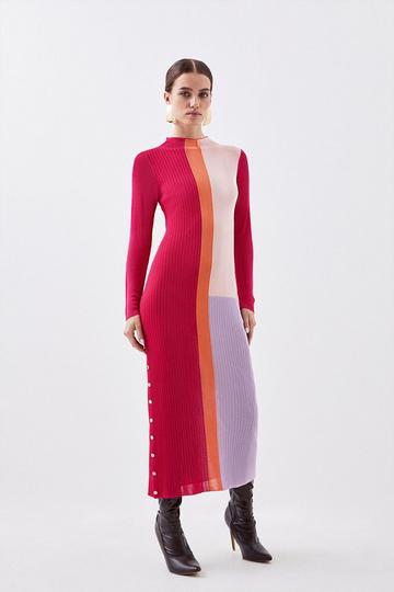Pink Petite Viscose Blend Sheer Knit Midaxi Dress
