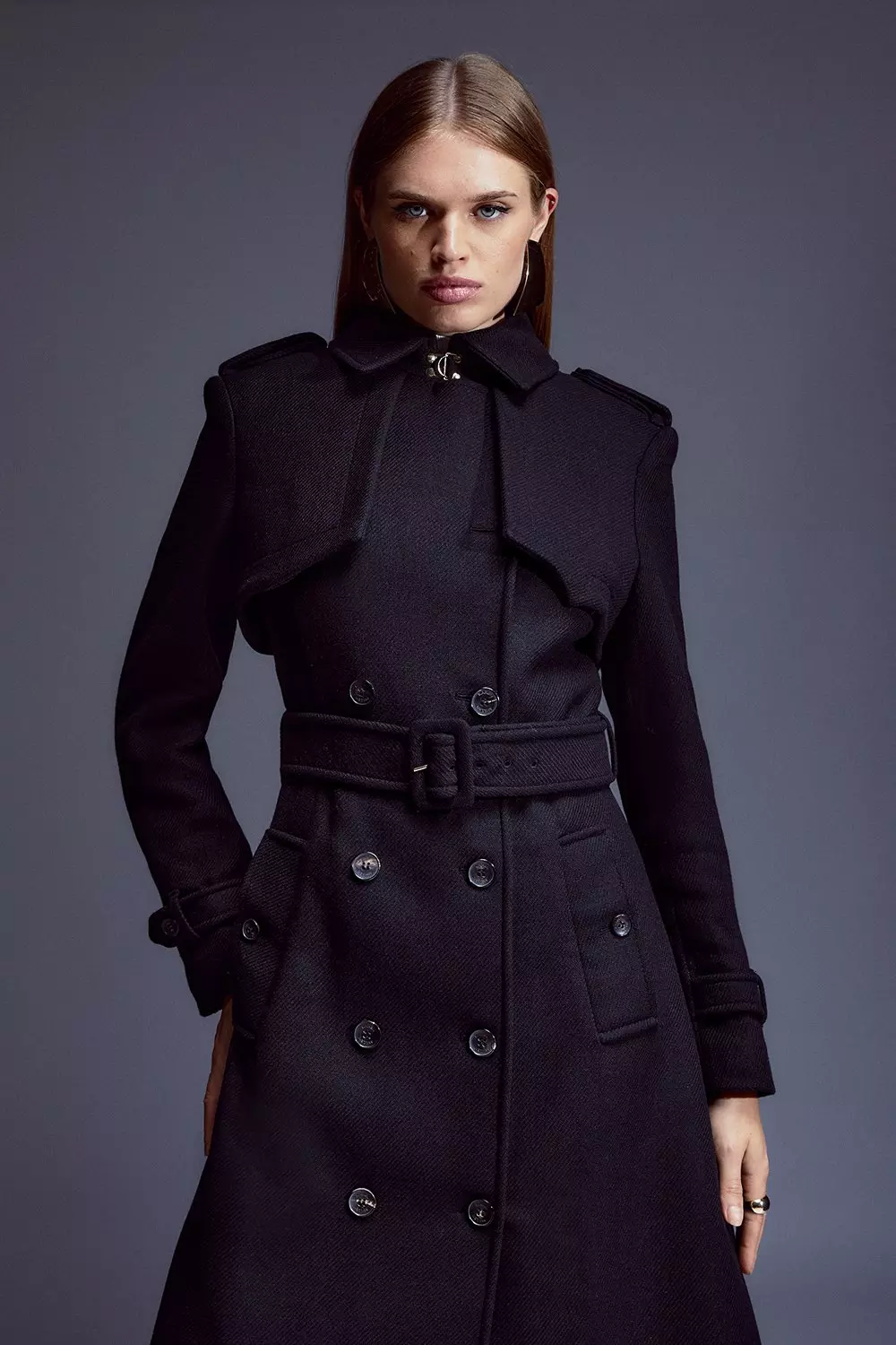 Black trench coat clearance wool