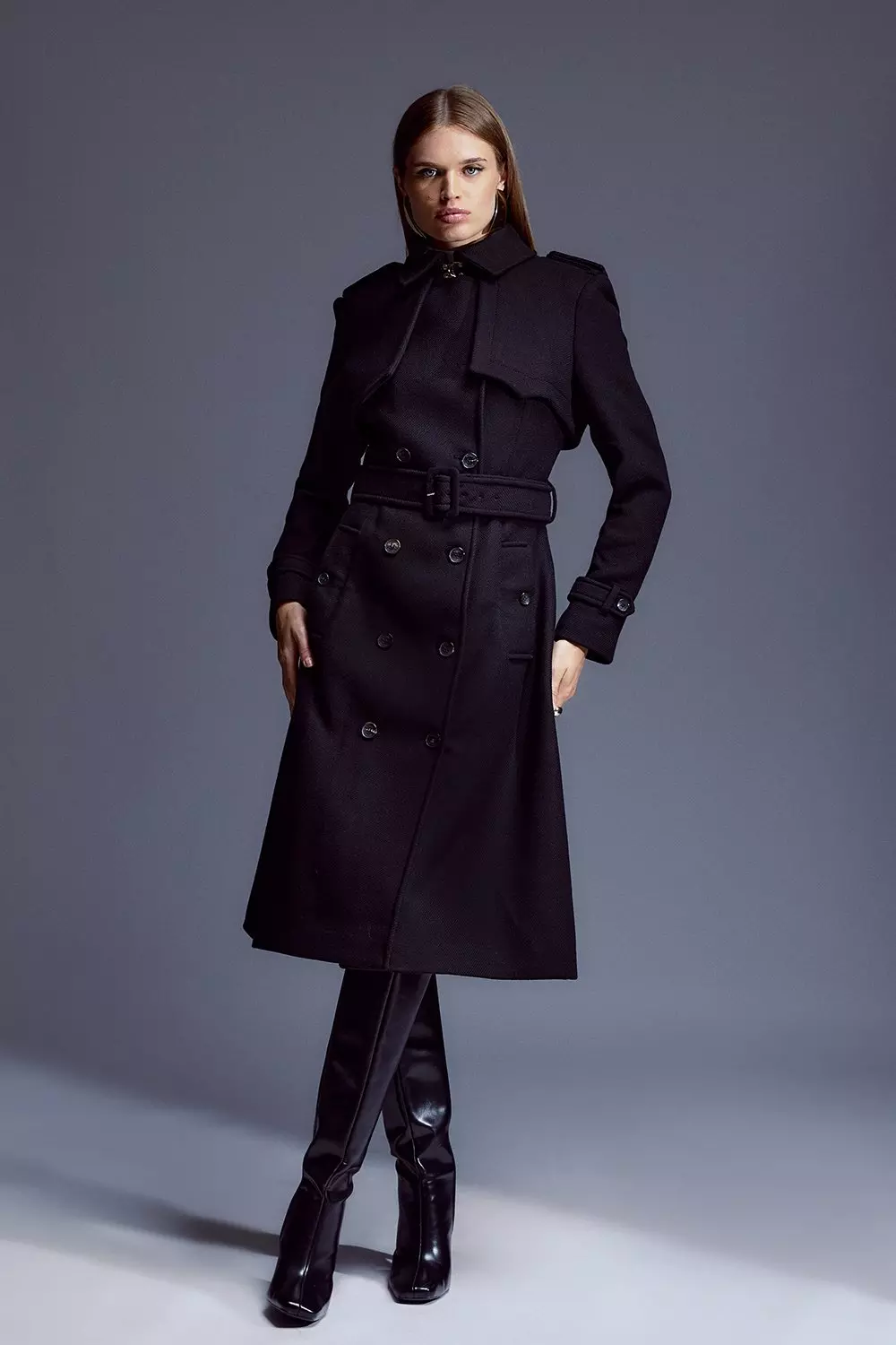 Skater Tailored Coat in Black