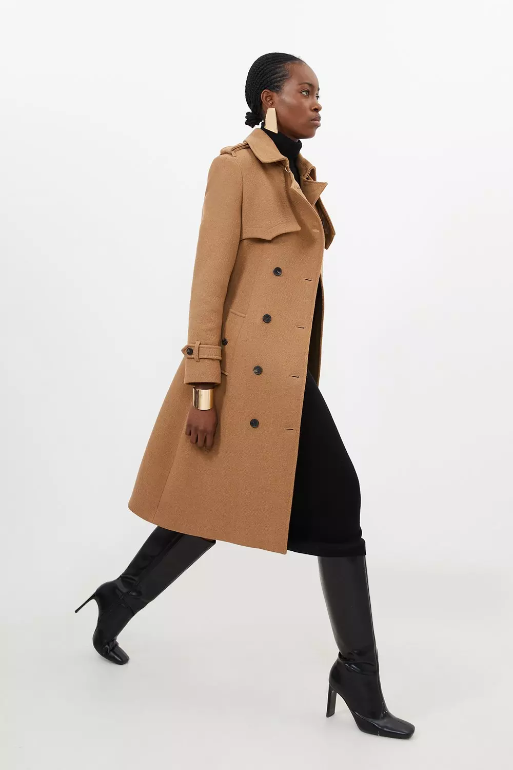 Karen millen camel tailored on sale coat