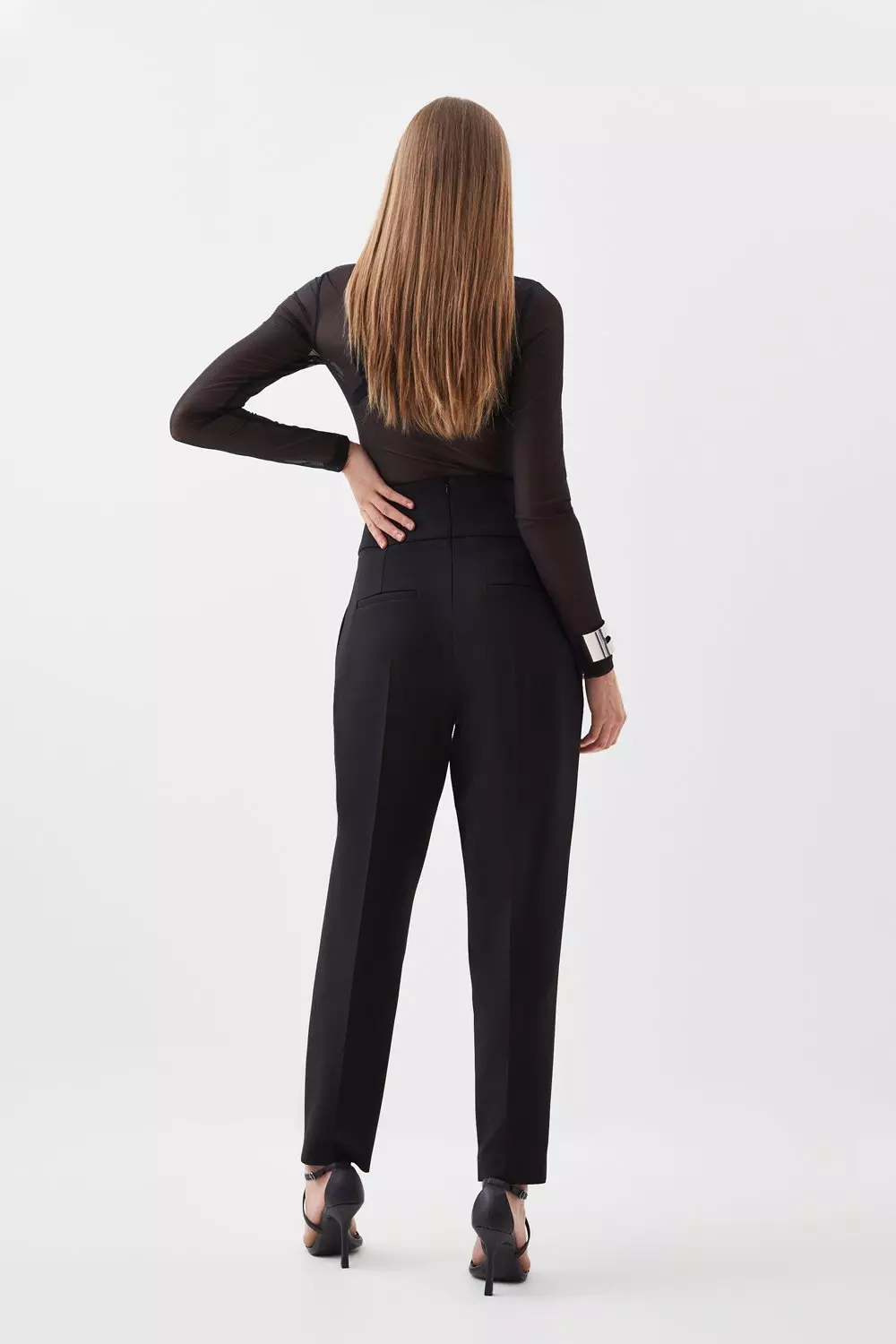 High waisted stretch black hot sale trousers