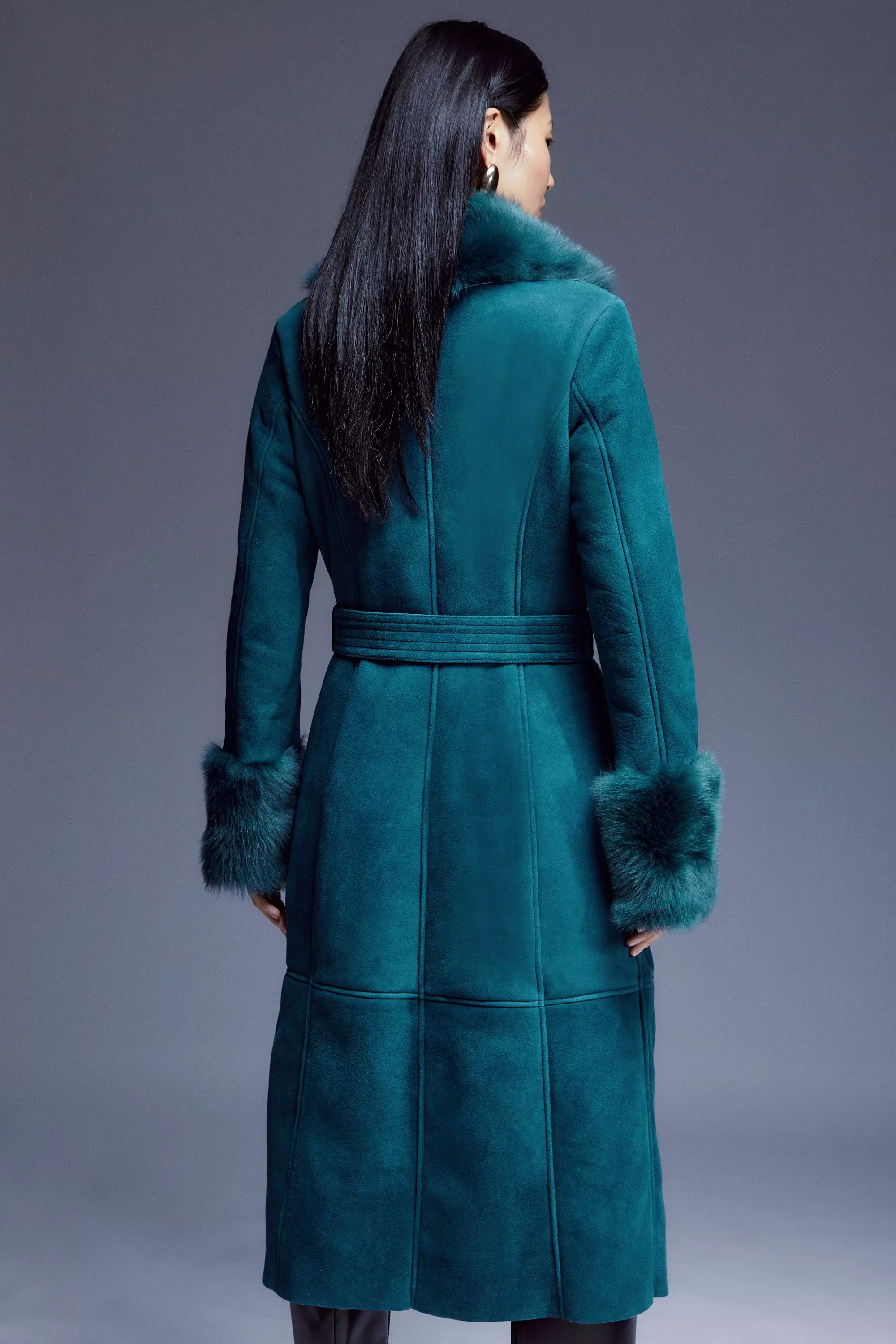 Karen millen clearance green fur coat