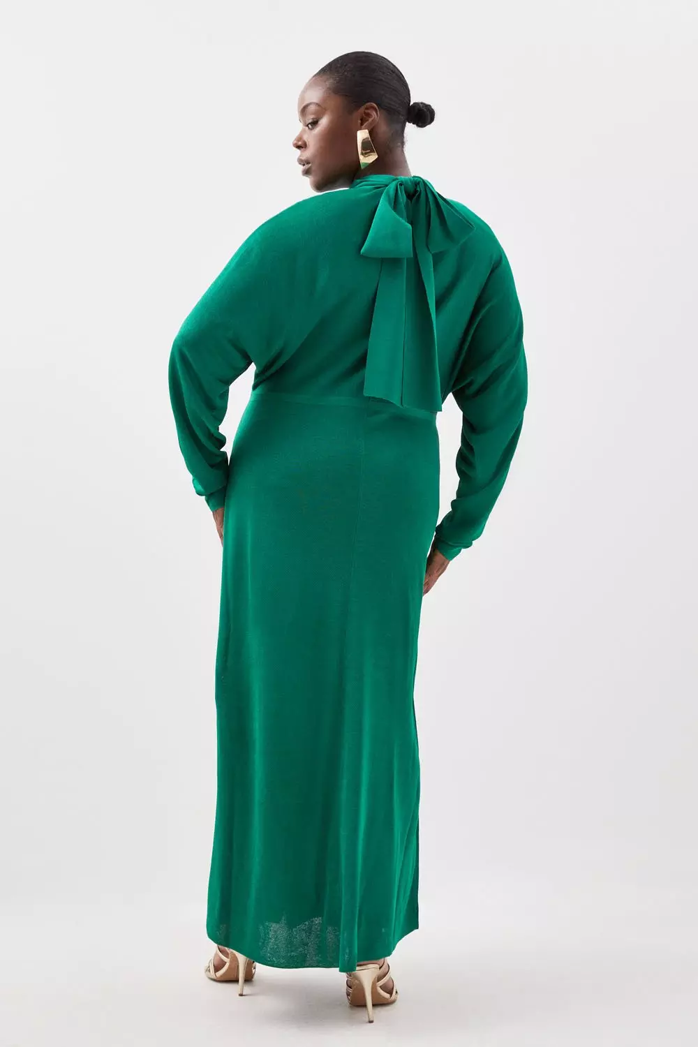 Long sleeve green dress best sale plus size