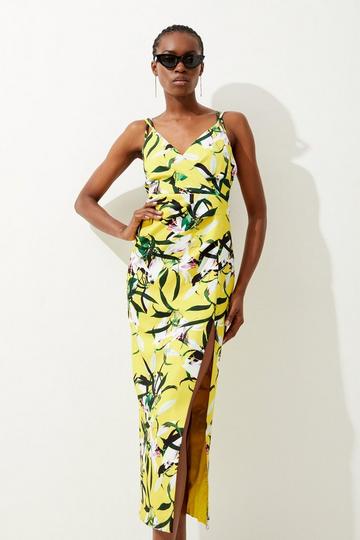 Petite Neon Lilly Print Strappy Tailored Maxi Dress multi