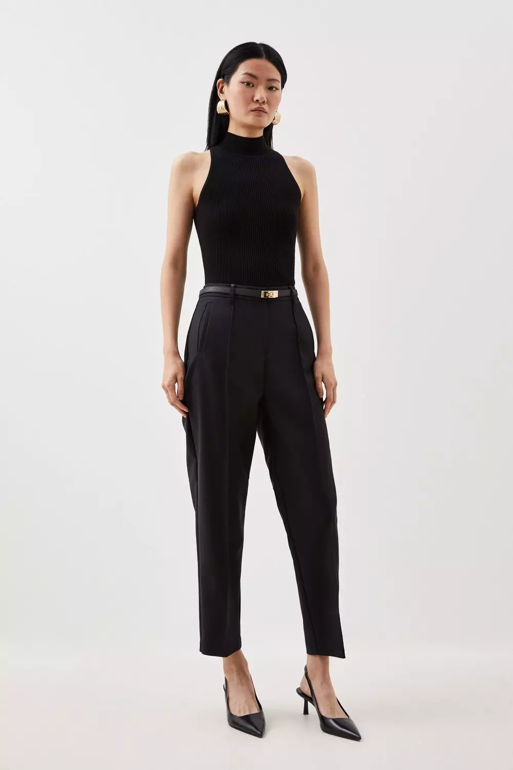 Sateen Slim-Leg Pants