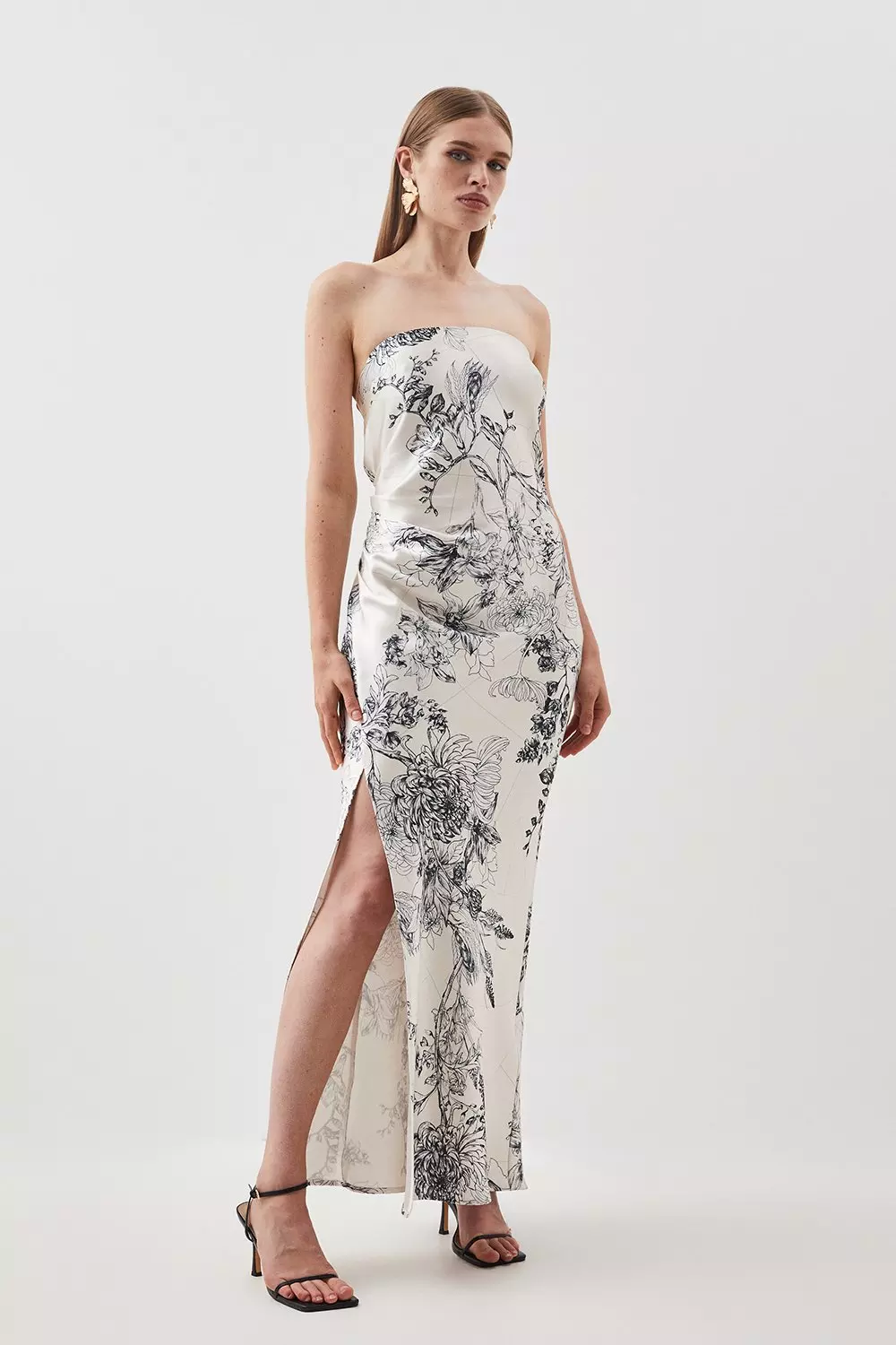 FLORAL SATIN EFFECT SLIP DRESS