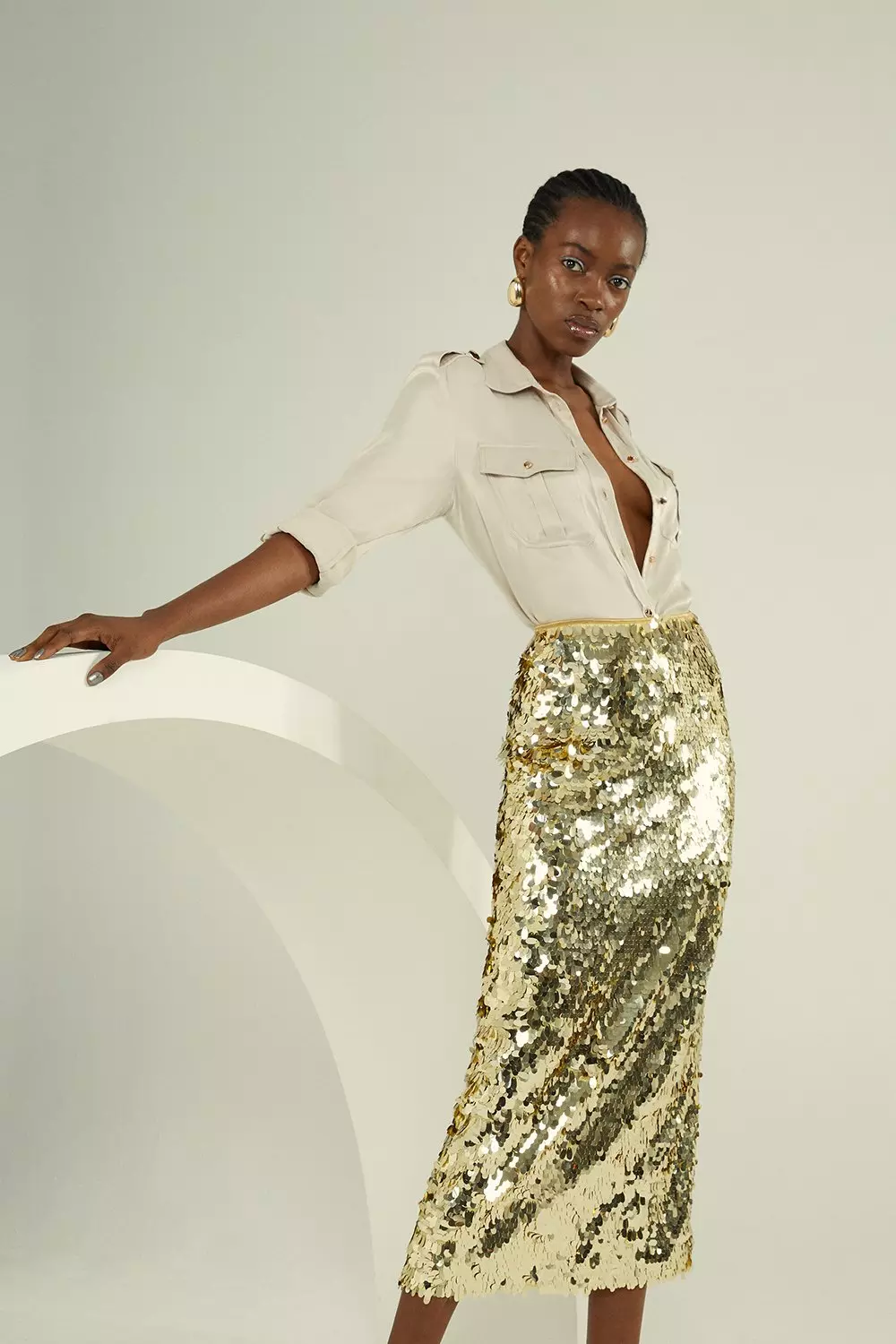 French connection shop sequin maxi skirt