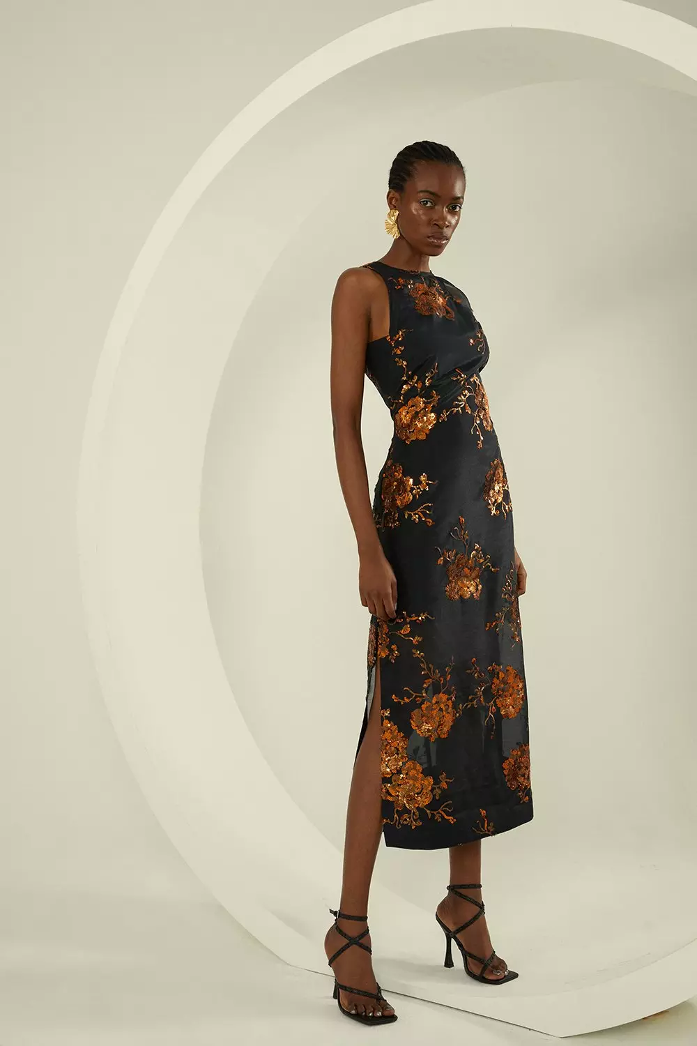 Floral Print Reformation Corset Top Midi Dress With Split Skirt