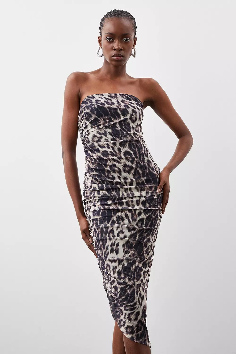 Karen millen leopard hot sale lace midi dress