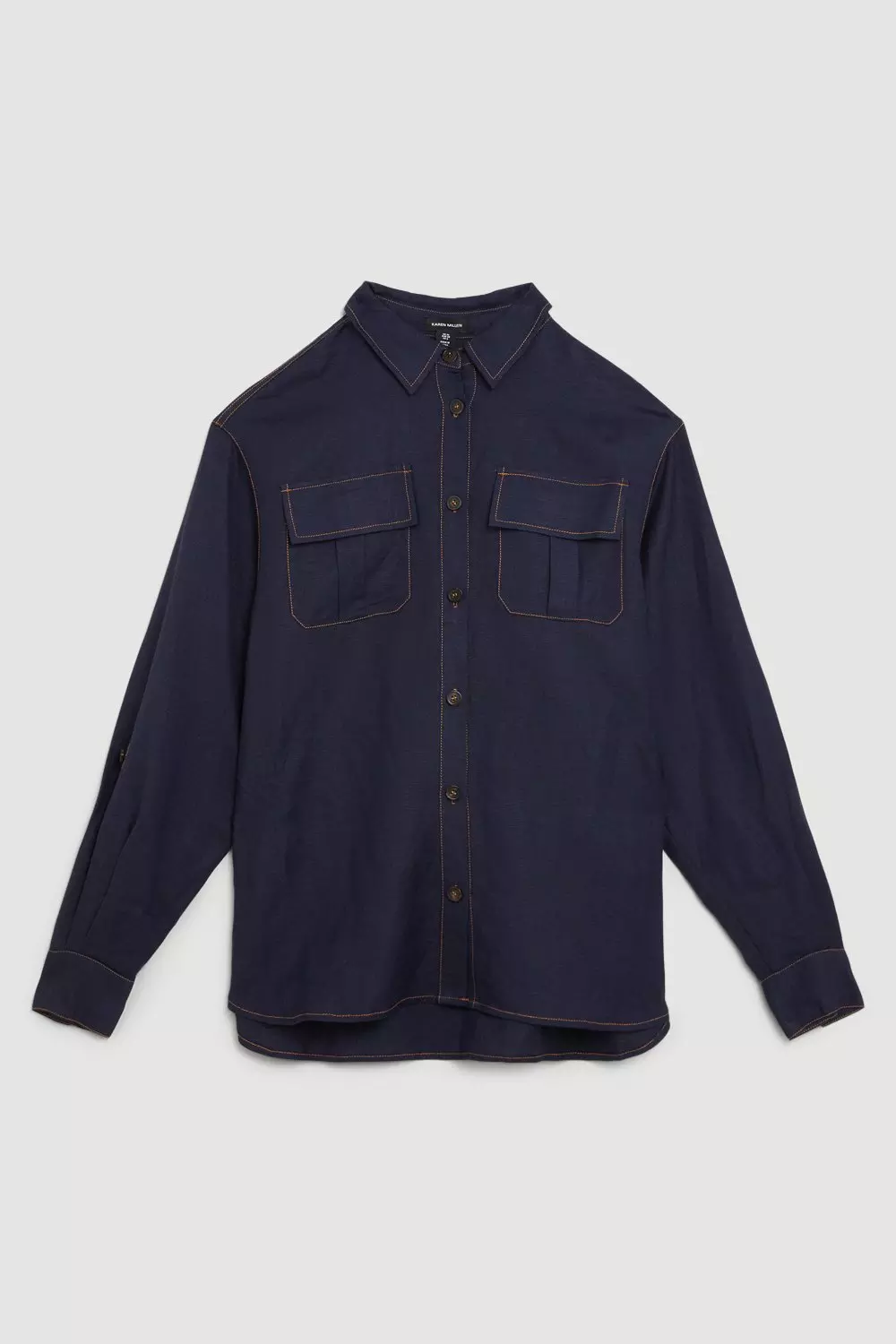 Indigo Topstitch Vicose Linen Shirt