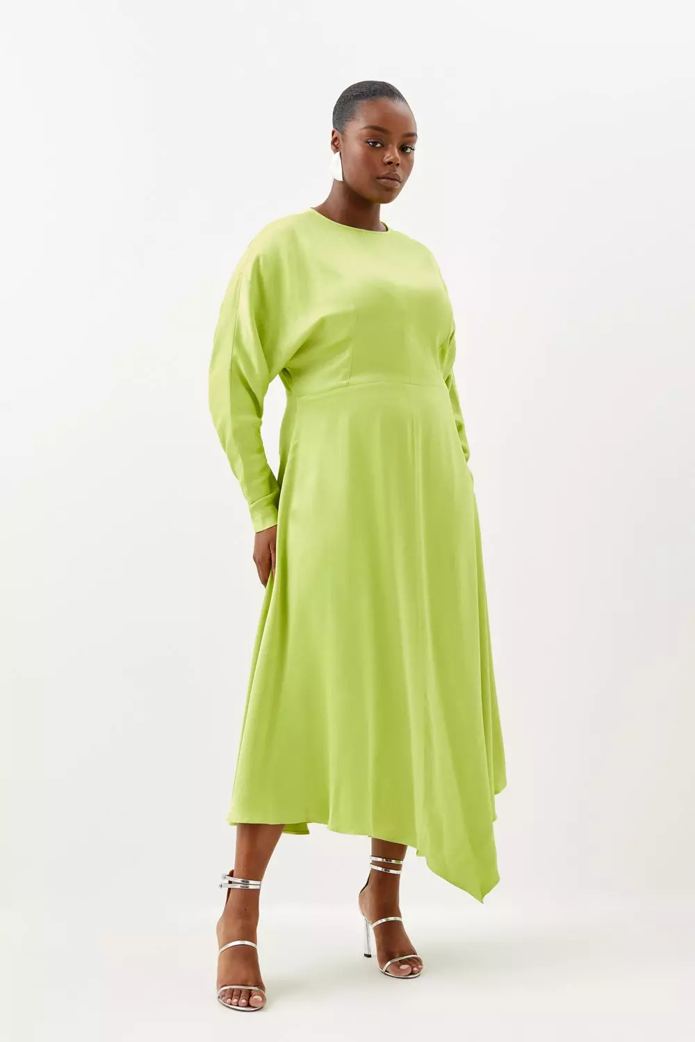 Plus size long hot sale sleeve midi dress