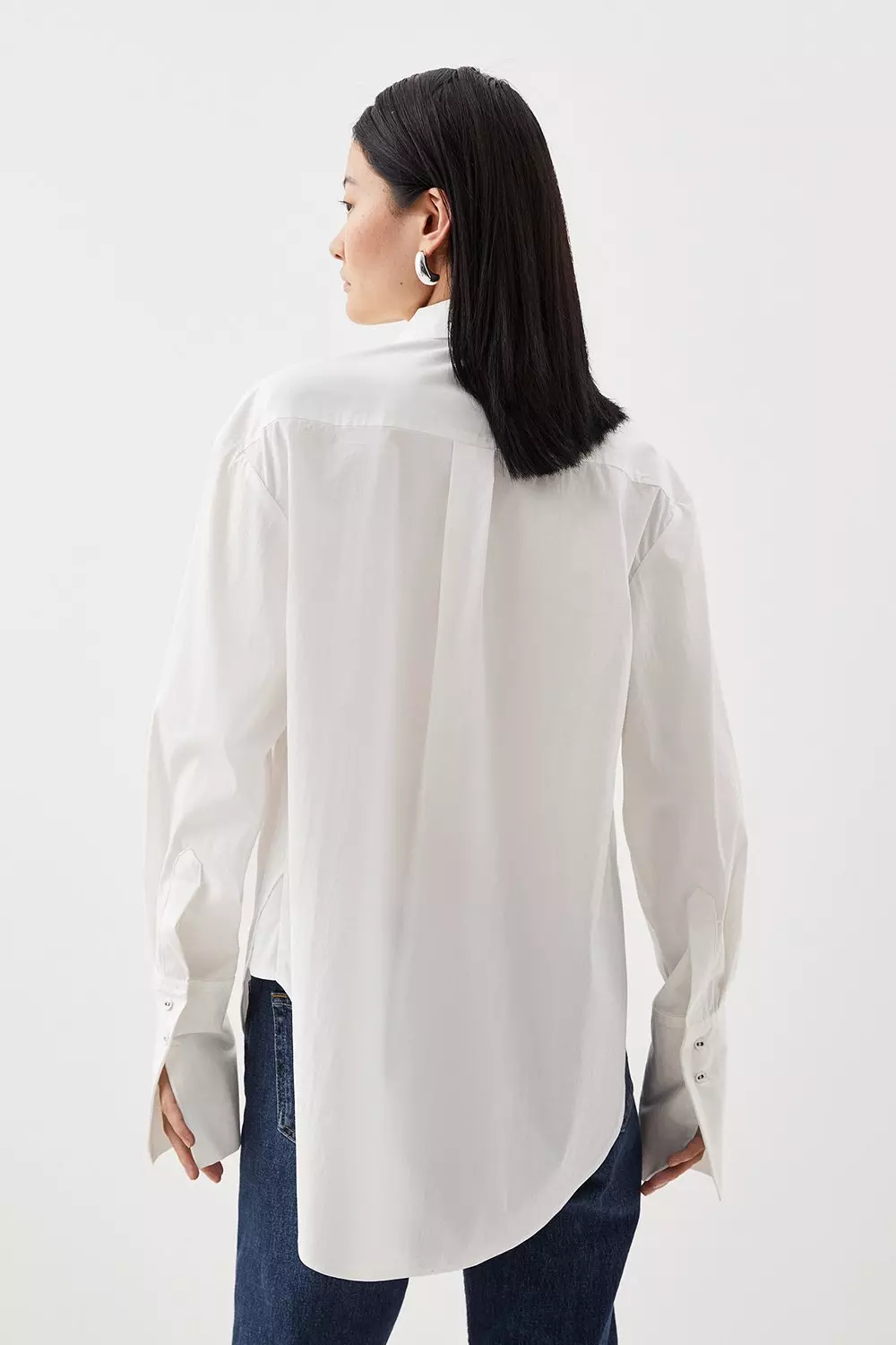 Striped Cotton Woven Shirt With Rosette | Karen Millen