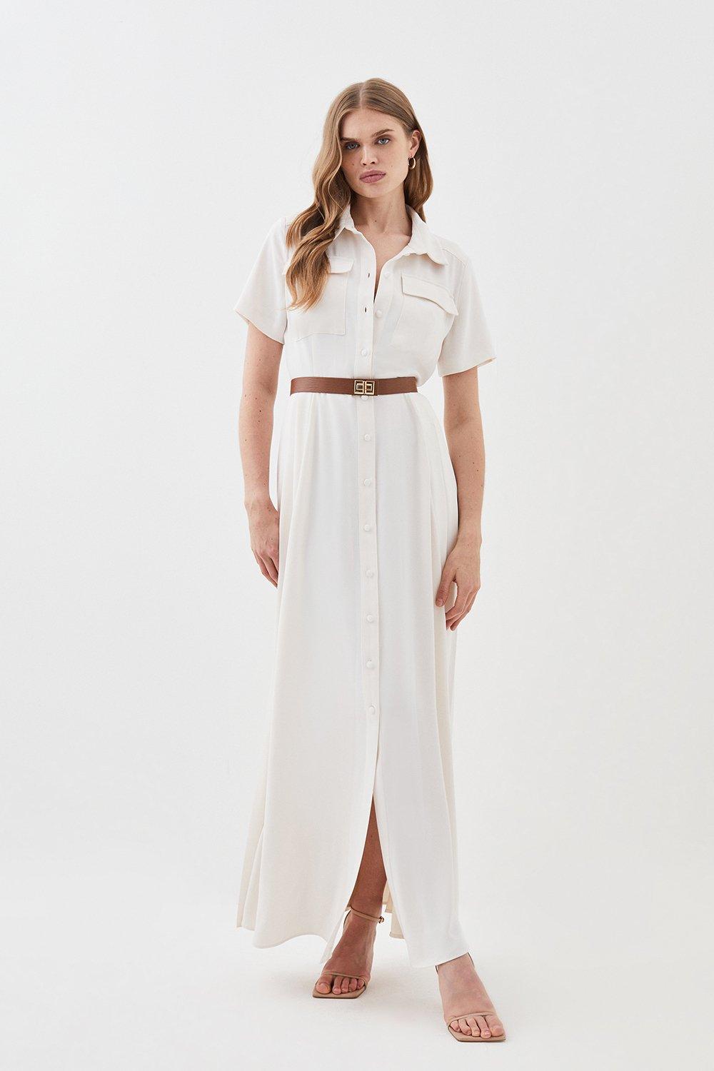 Warehouse pleated midi outlet shirt dress