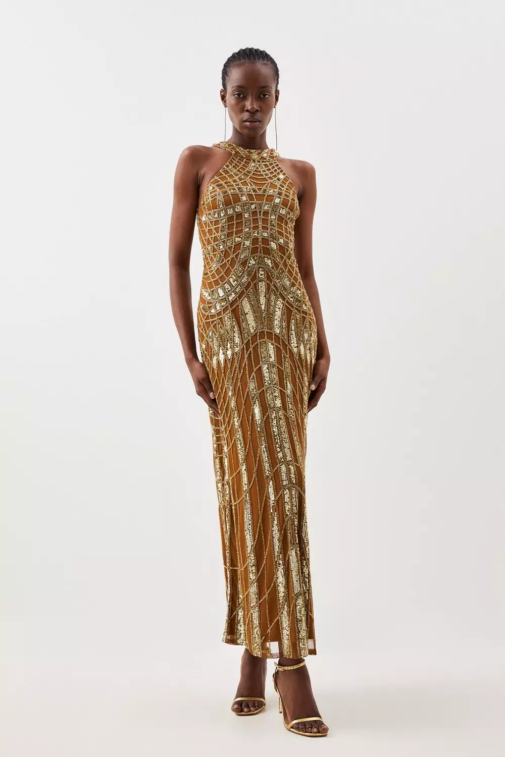 Gold petite 2025 maxi dress