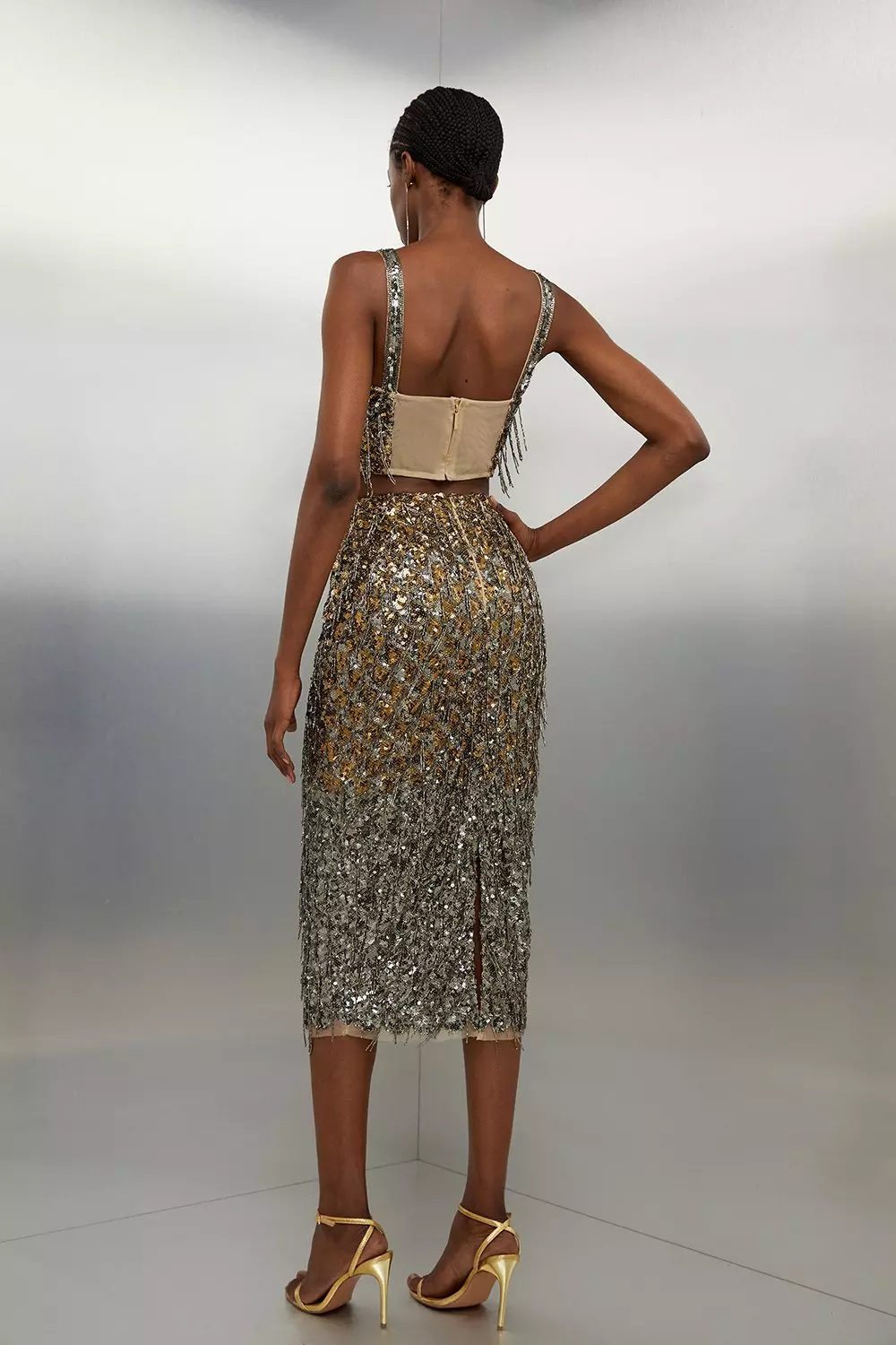 Scallop Beaded And Embellished Midi Skirt Karen Millen