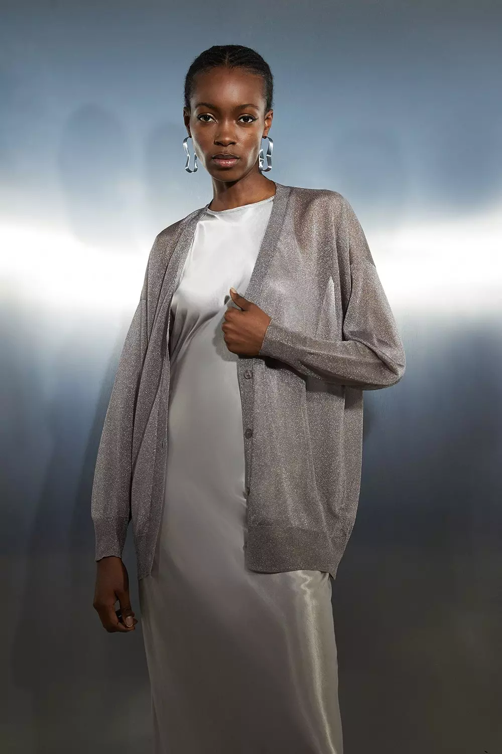 Metallic hotsell long cardigan