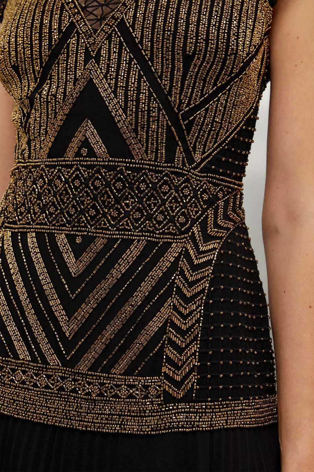 Black and gold beaded hot sale dress