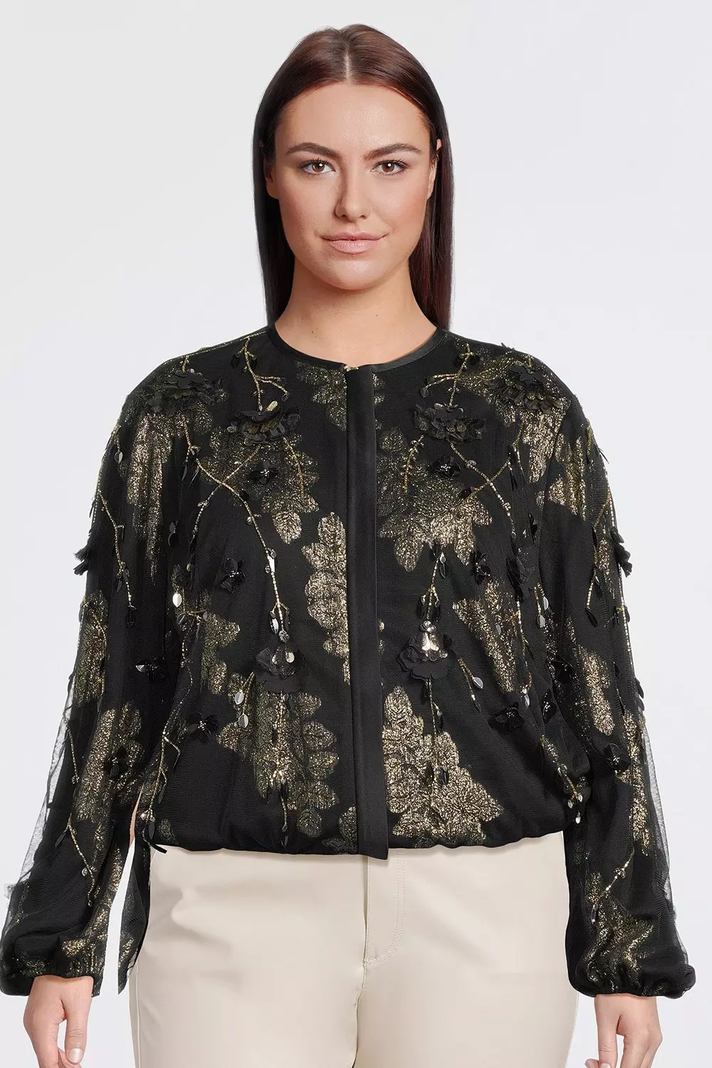 Plus size 2024 embroidered bomber jacket