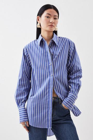 Poplin Stripe Detail Boyfriend Shirt stripe
