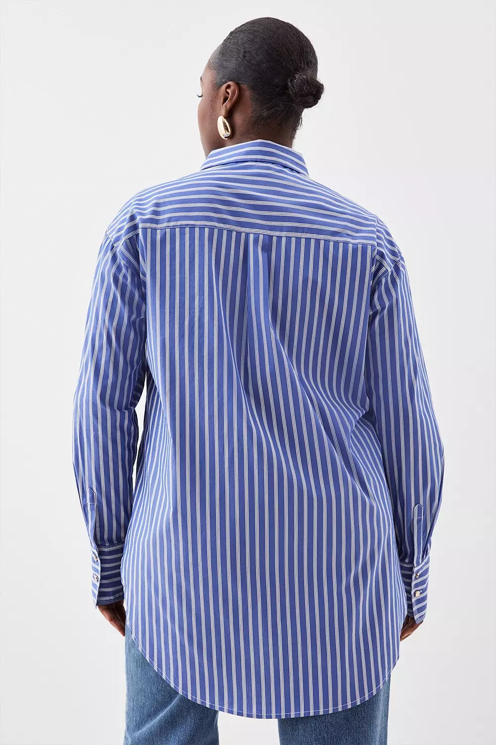 Plus Size Poplin Stripe Detail Boyfriend Shirt | Karen Millen