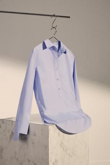Cotton Poplin Boyfriend Woven Shirt light blue