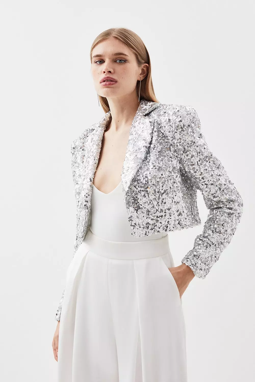 Velvet Blazer with Sequin Collar - Olsen Fashion Canada