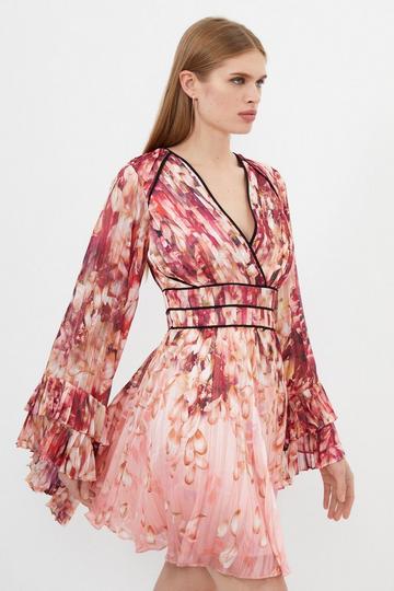 Pink Petite Floral Drama Kimono Woven Maxi Dress