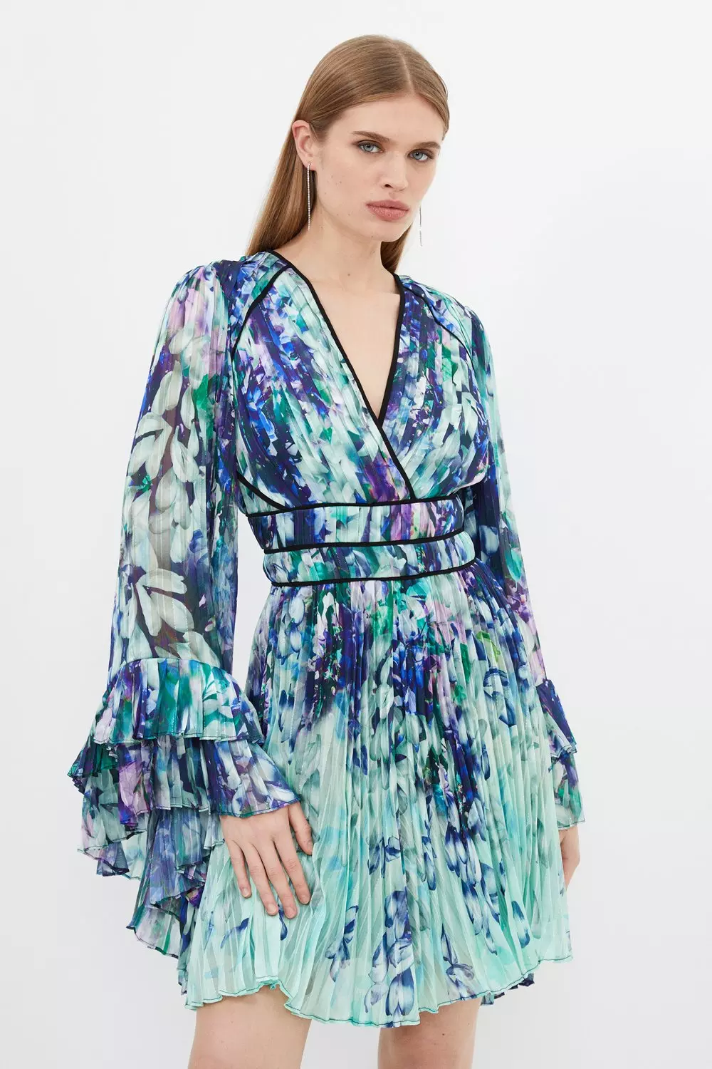 Floral Drama Kimono Woven Midi Dress Karen Millen