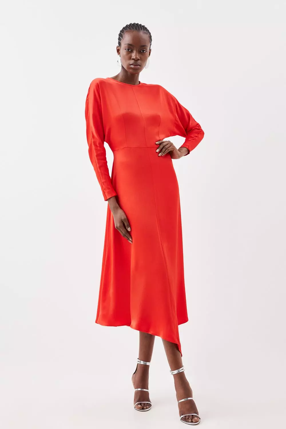 Satin Woven Crepe Long Sleeve Maxi Dress Karen Millen