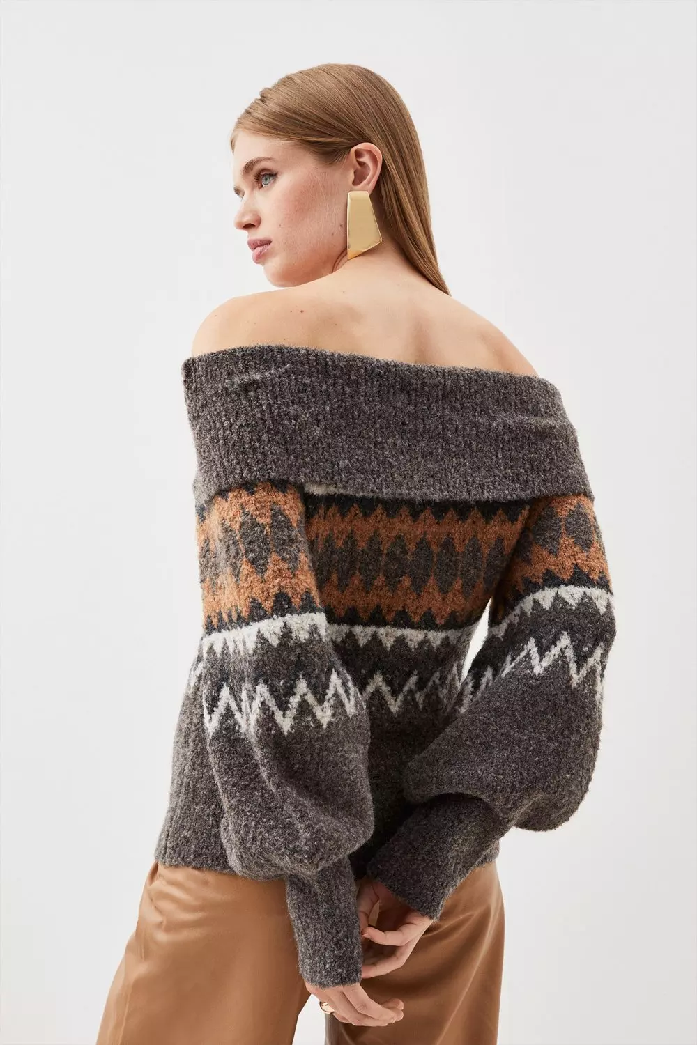 Off the shoulder sale fair isle sweater