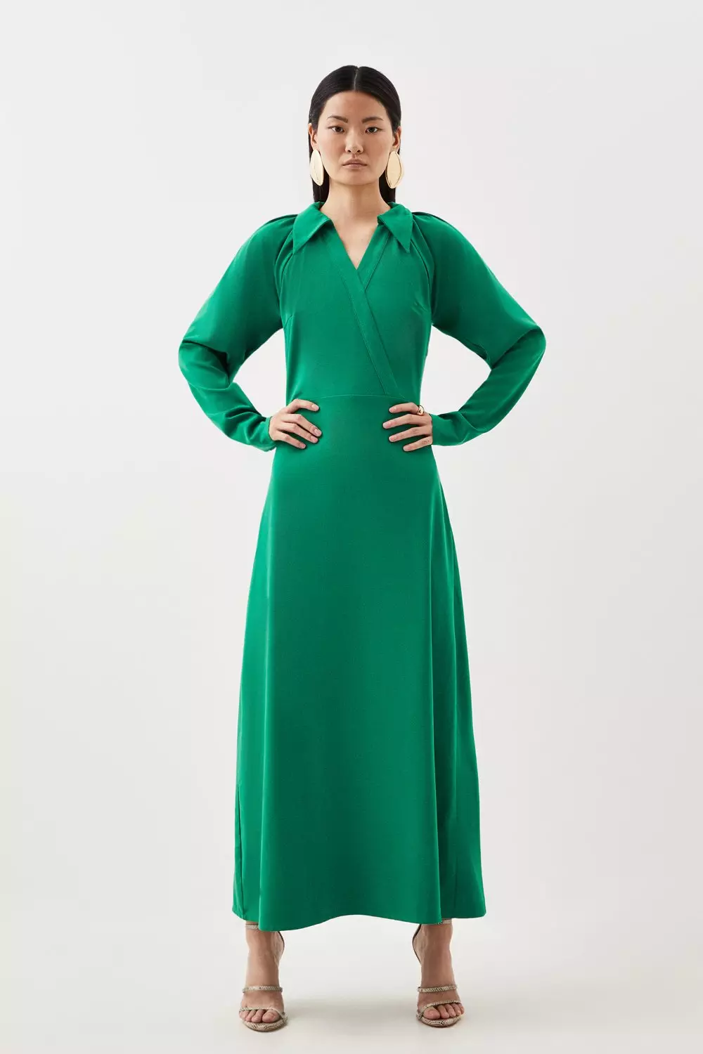 Long sleeve jersey knit maxi outlet dress