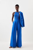 Cobalt Compact Stretch Tailored Wide Leg Pants
