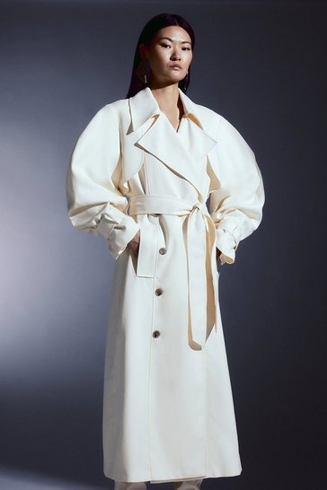 Ivory Tailored Relaxed Belted Trench Coat