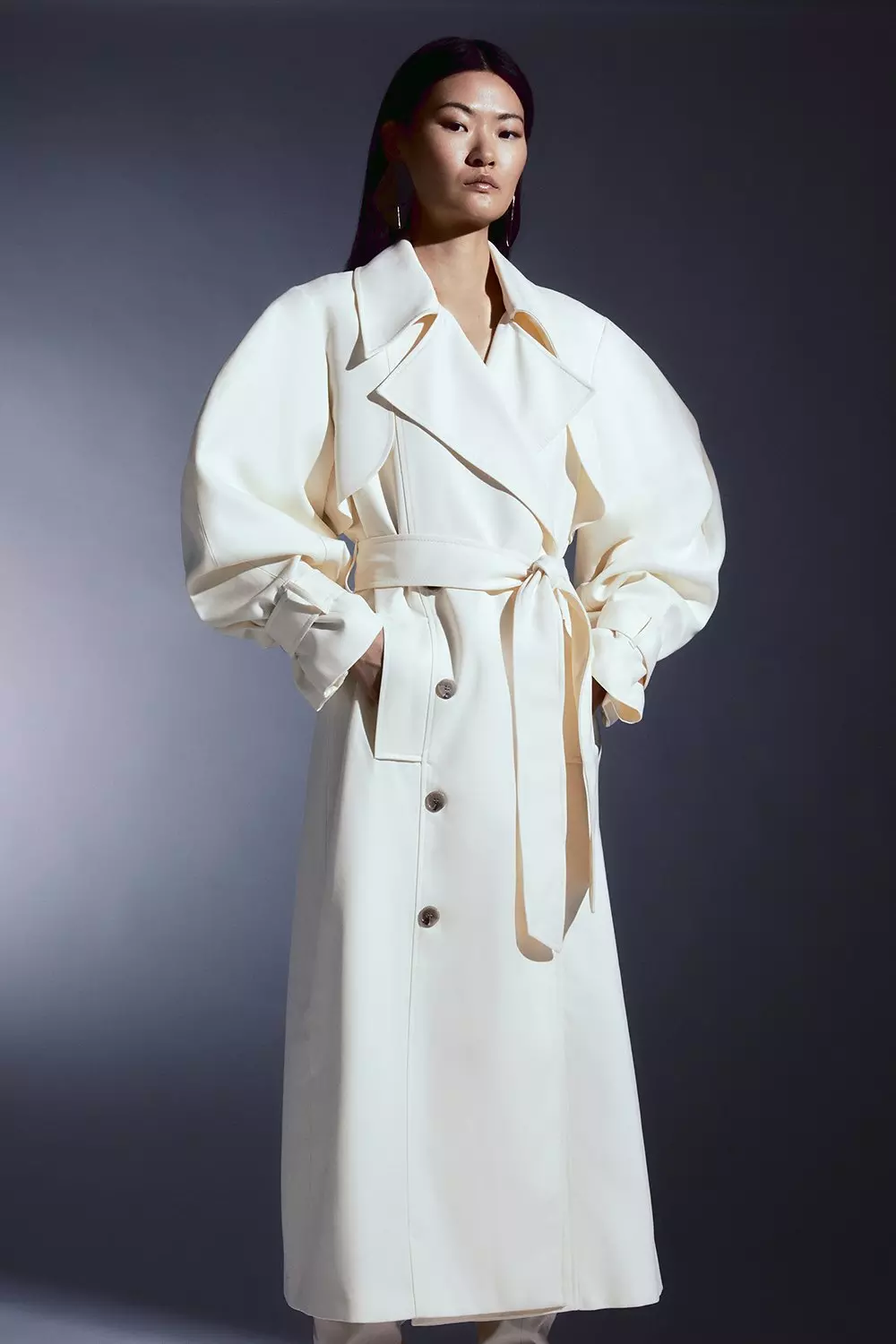 Ivory trench outlet coat