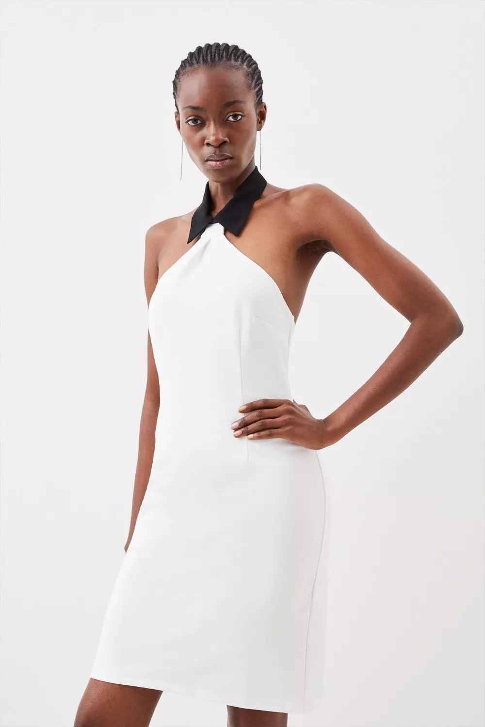 Karen millen white shop halter neck dress