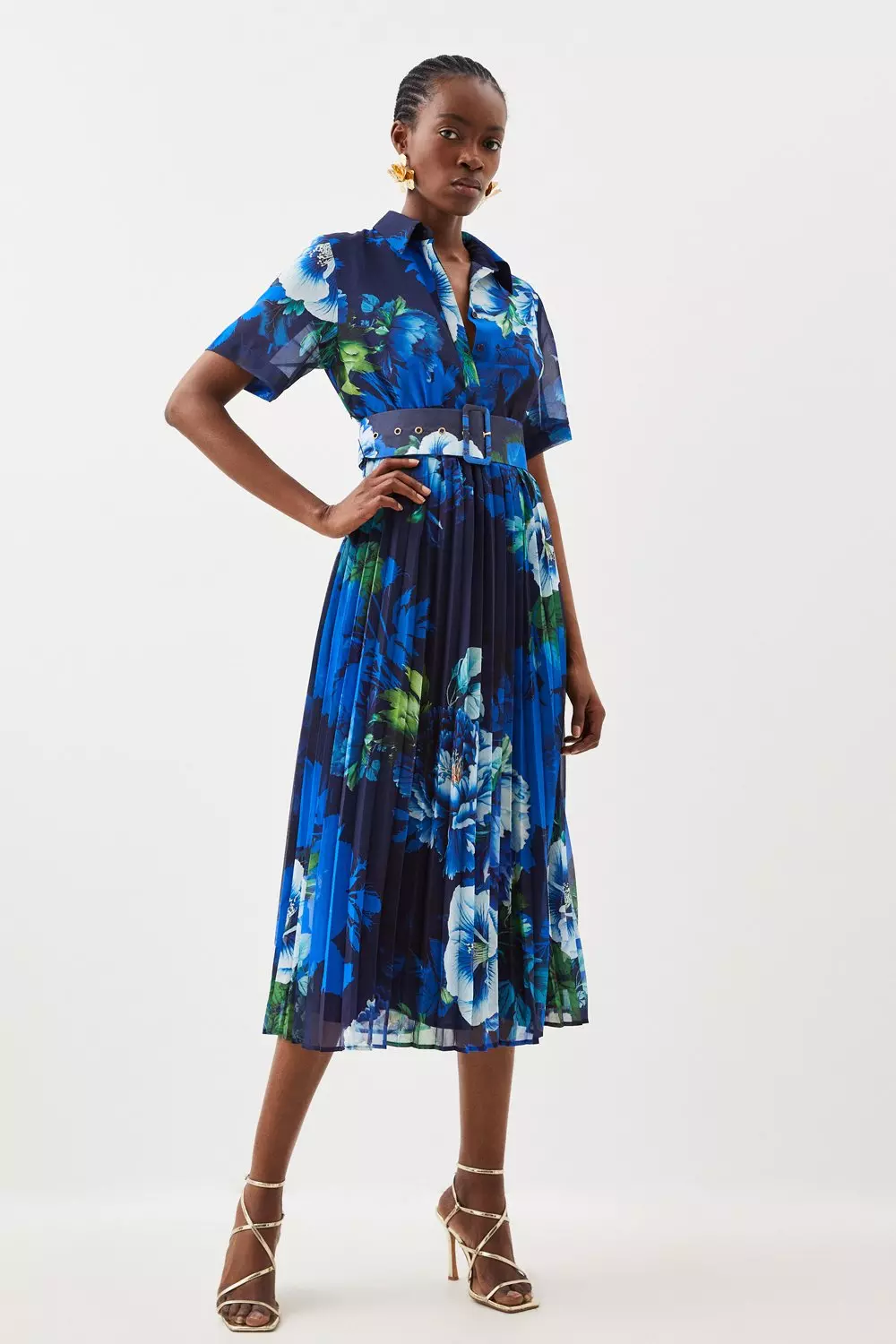 Floral midi shirt store dress