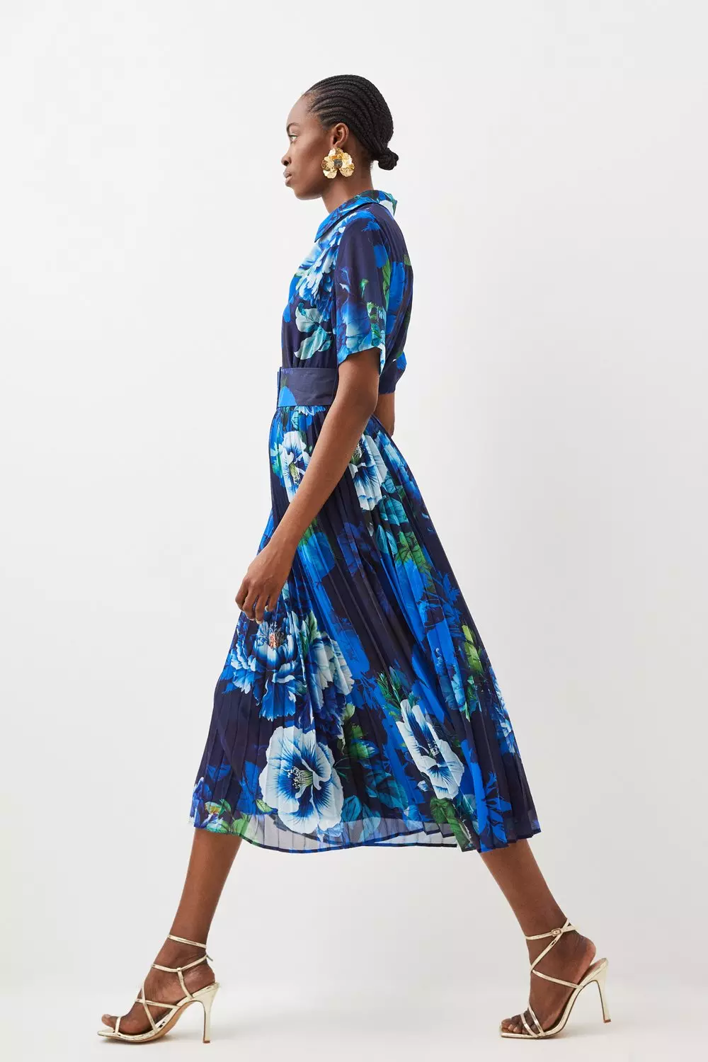 Karen millen pleated 2024 floral midi dress