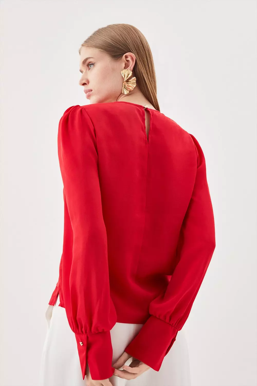 pleated long sleeve blouse