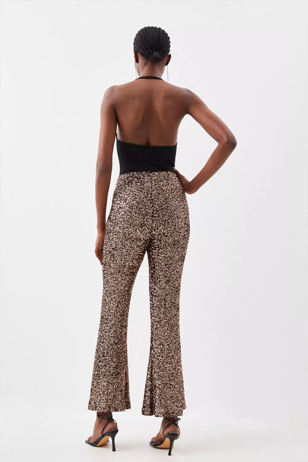 Sequin Flare Leg Pants | Karen Millen