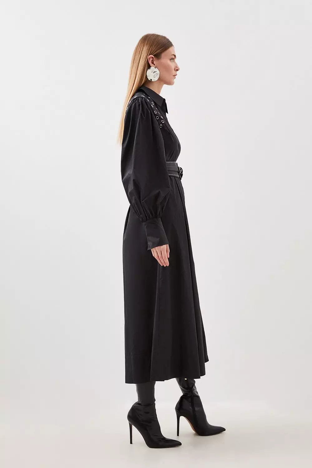 Long sleeve on sale black cotton dress