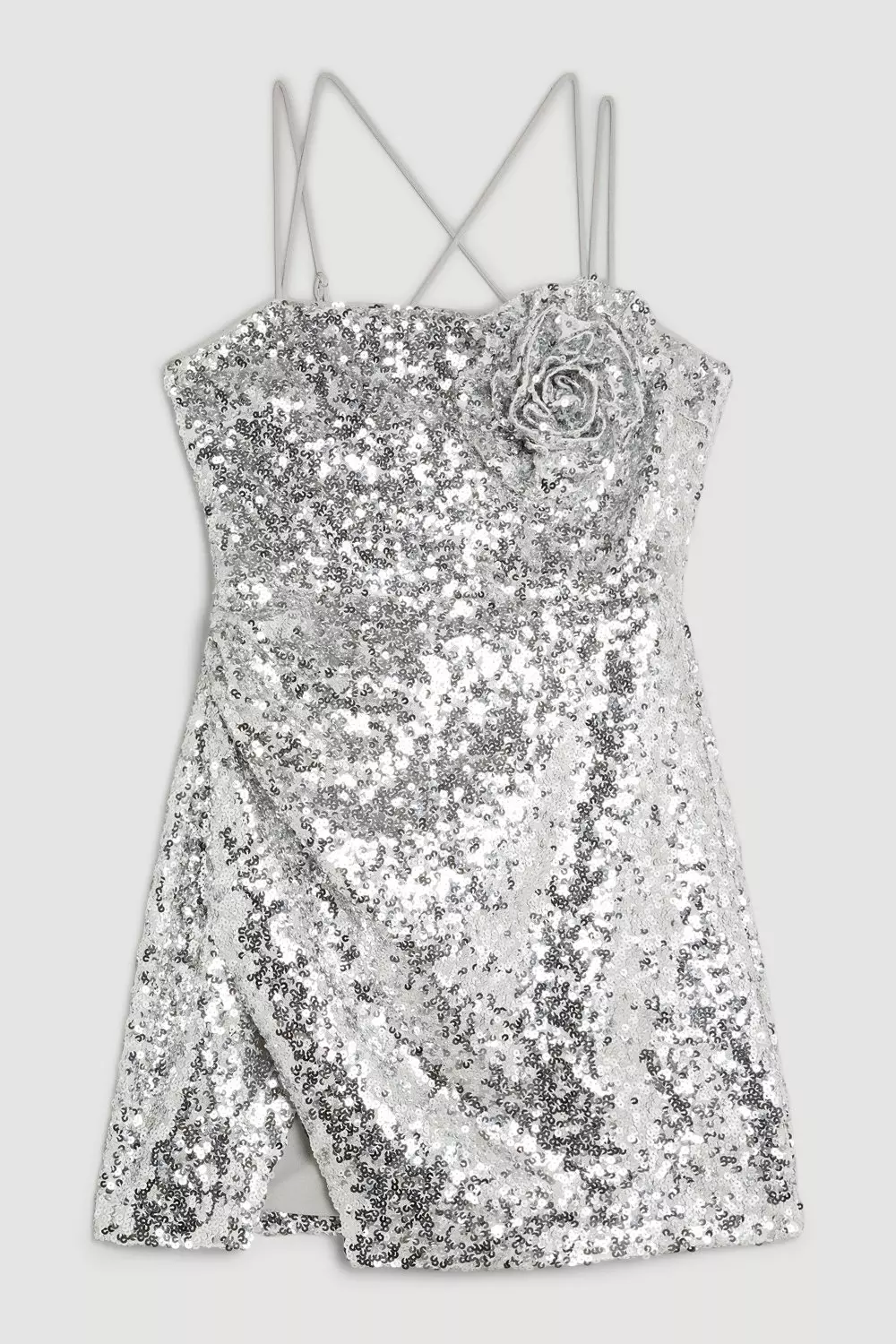 By Together: Sequins Mini Silver Dress