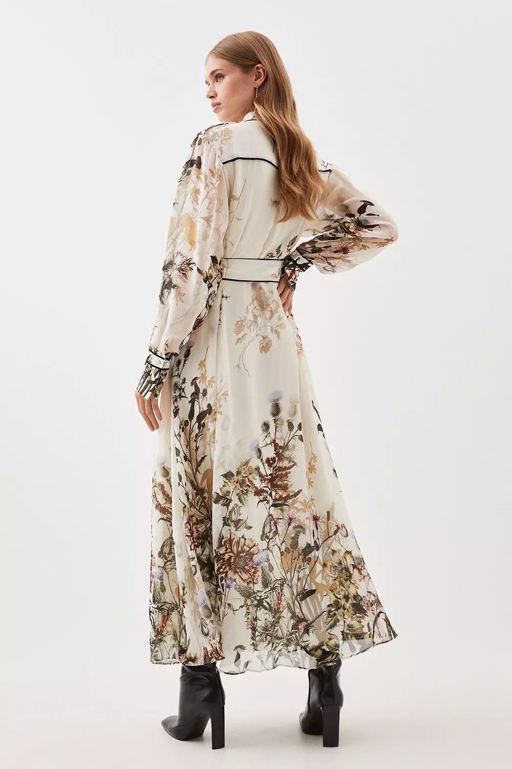 Lydia Millen Viscose Floral Border Print Woven Maxi Dress | Karen Millen