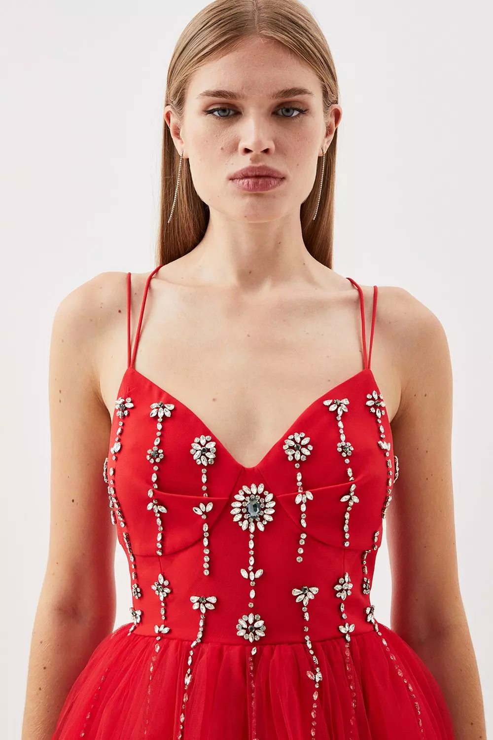 Crystal Embellished Tulle Midi Dress Karen Millen