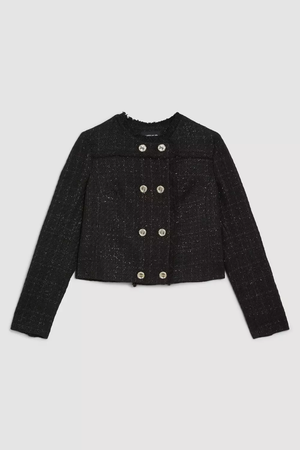 Tailored Sparkle Boucle Double Breasted Jacket | Karen Millen