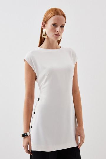 Soft Tailored Button Detail Sleeveless Top ivory
