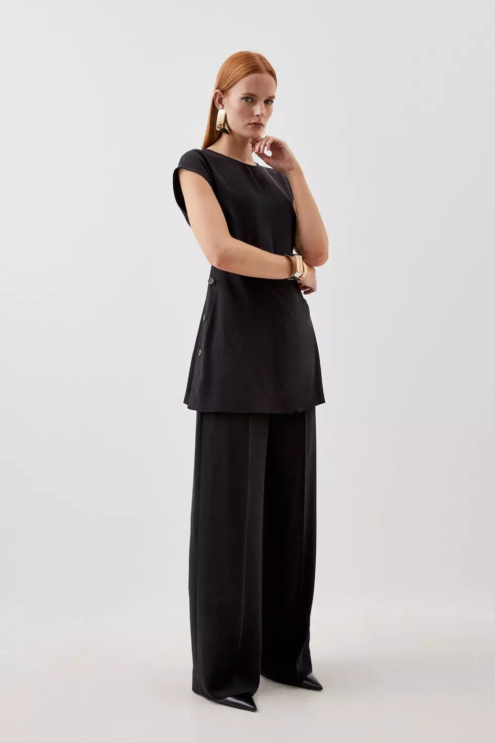 Plus Size Soft Tailored Wide Leg Jumpsuit | Karen Millen