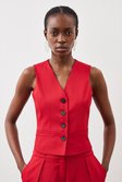 Red Tailored  Woven Waistcoat 