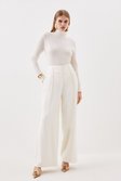 Ivory Tailored High Waisted Wide Leg Pants