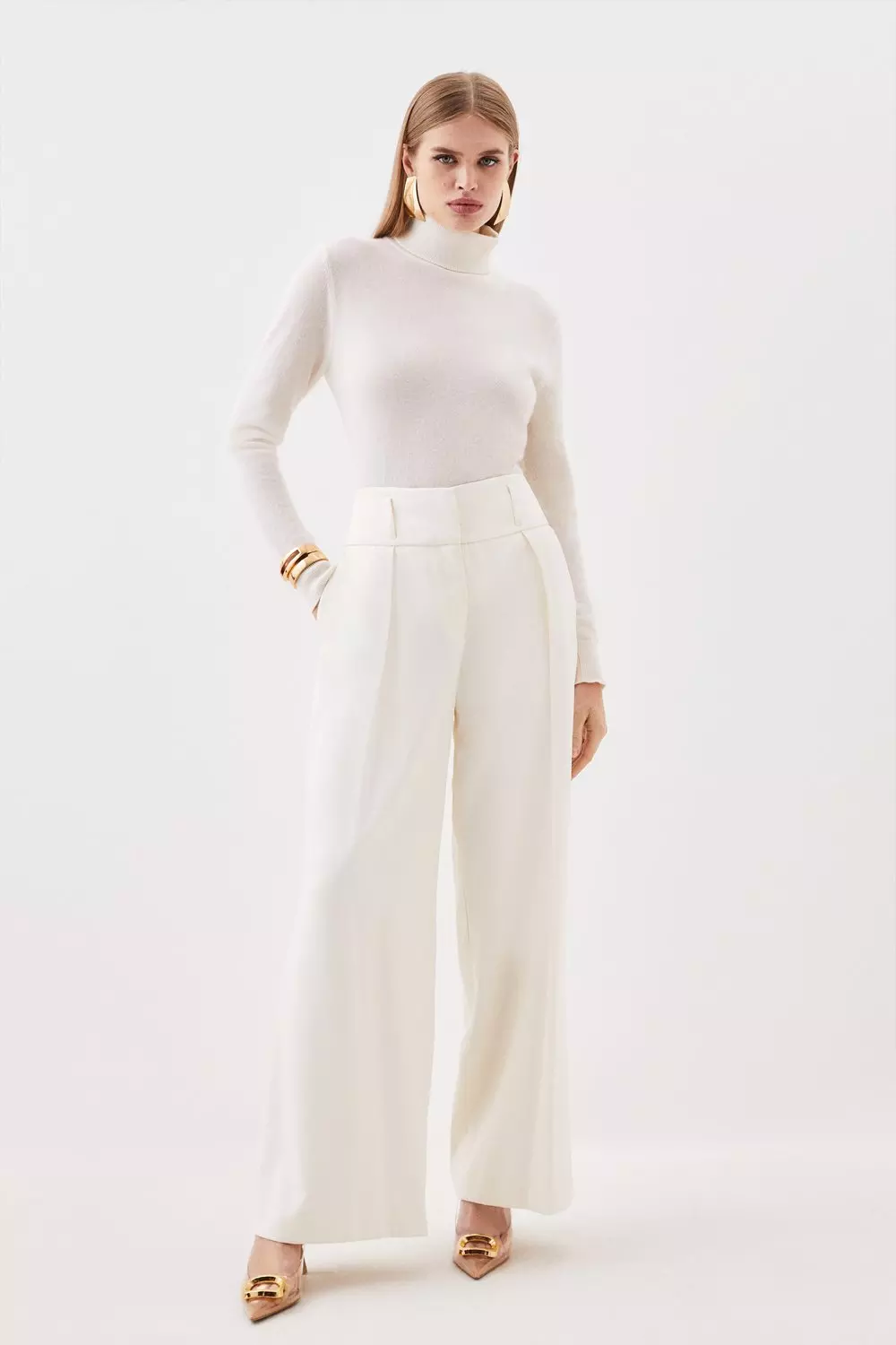 Tailored High Waisted Wide Leg Pants