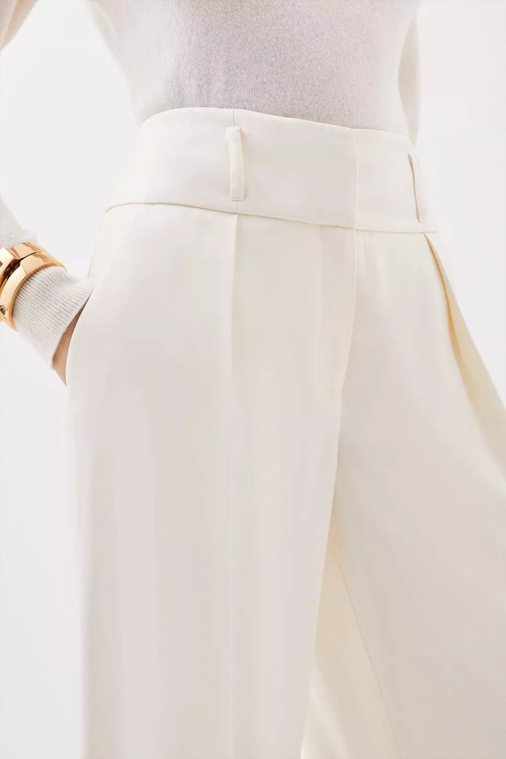 Tailored High Waisted Wide Leg Trousers